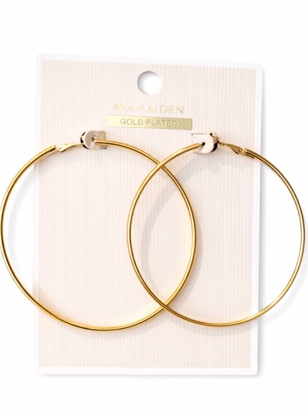 Ava & Aiden Gold Plated Round Large Hoop Earrings